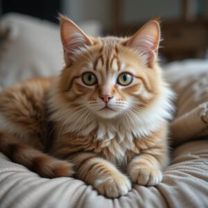 A happy, healthy cat lounging in a sunlit spot, symbolizing a long and thriving life