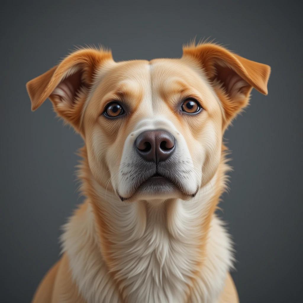 A concerned dog with wide eyes, sitting in a corner, displaying signs of anxiety