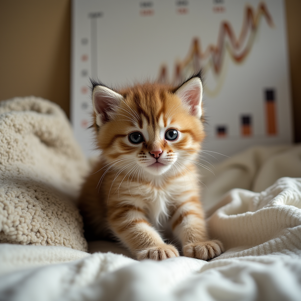 Playful Maine Coon kitten with fluffy fur and large paws, showing early growth stages.