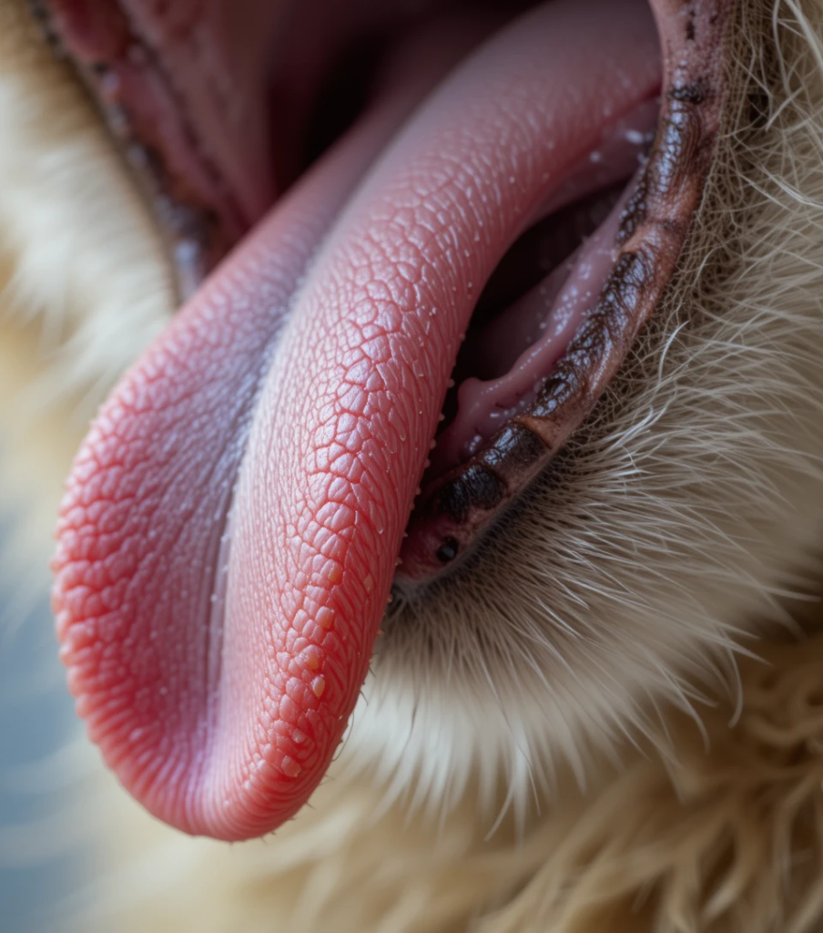 Close-up of cat tongue showing rough papillae