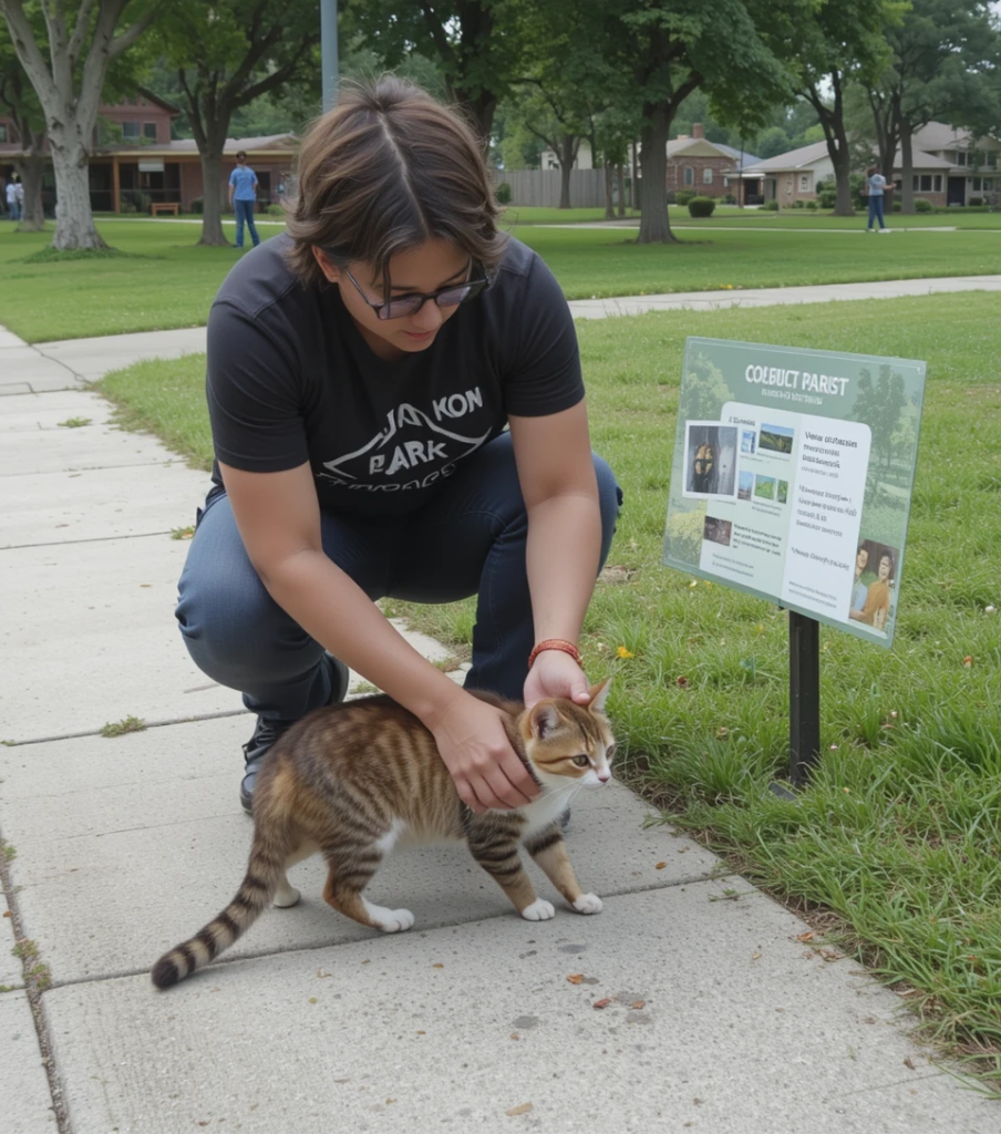 Volunteer releasing a neutered cat in a community TNR program