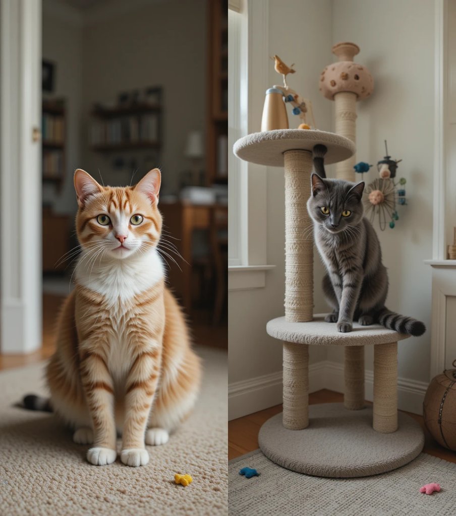 Comparison of bored vs enriched indoor cat environments