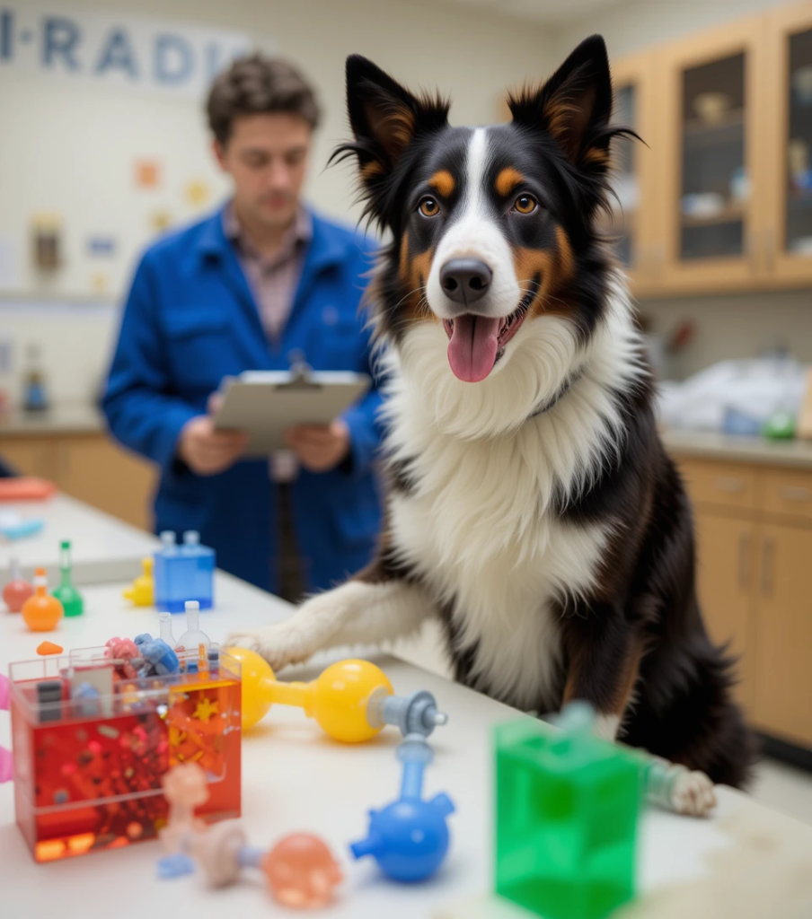 Border Collie selecting labeled objects in a cognitive study