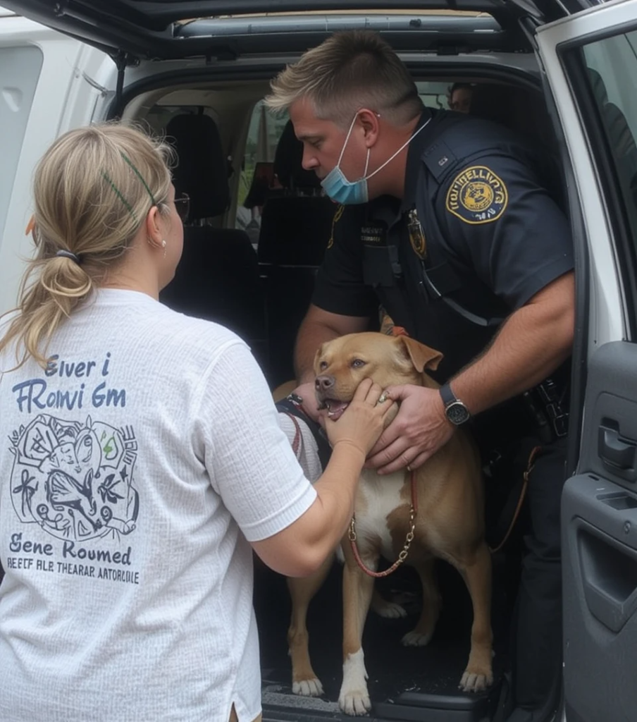 Animal control safely rescuing a stray dog.